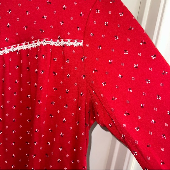 Celestial dreams VTG modest red long sleeve midi night gown, women, XL - Picture 4 of 12